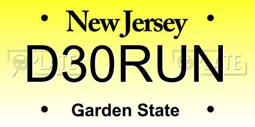 D30RUN New Jersey License Plate