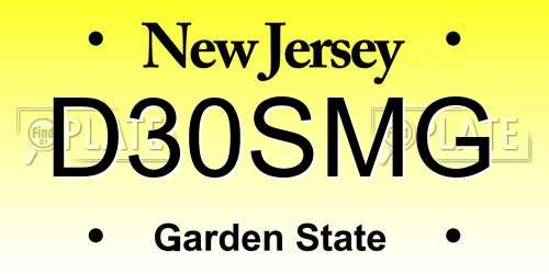 D30SMG New Jersey License Plate