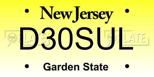 D30SUL New Jersey License Plate