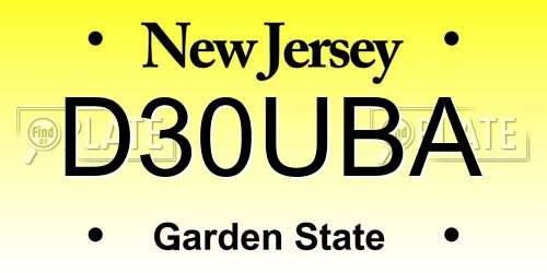 D30UBA New Jersey License Plate