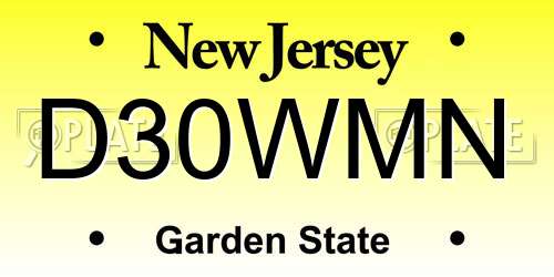 D30WMN New Jersey License Plate