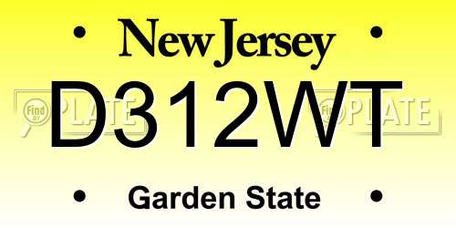 D312WT New Jersey License Plate