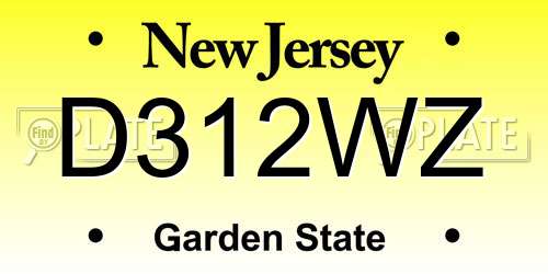 D312WZ New Jersey License Plate