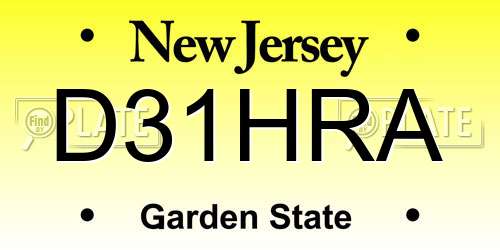 D31HRA New Jersey License Plate