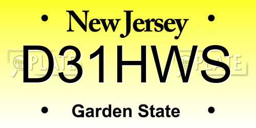 D31HWS New Jersey License Plate