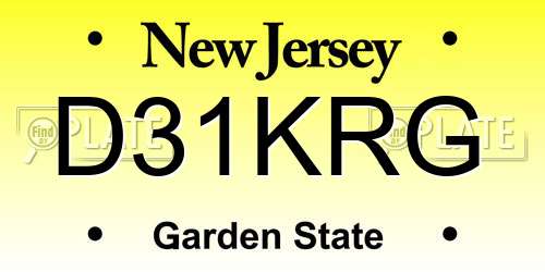 D31KRG New Jersey License Plate