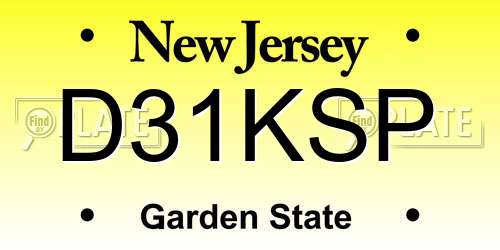 D31KSP New Jersey License Plate