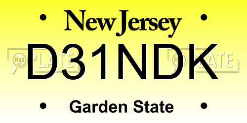 D31NDK New Jersey License Plate