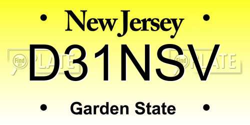 D31NSV New Jersey License Plate