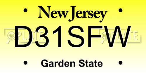 D31SFW New Jersey License Plate