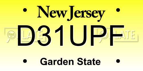 D31UPF New Jersey License Plate