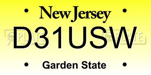 D31USW New Jersey License Plate