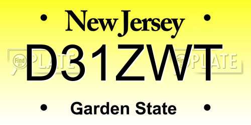 D31ZWT New Jersey License Plate
