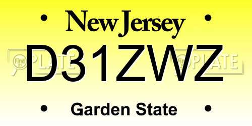 D31ZWZ New Jersey License Plate