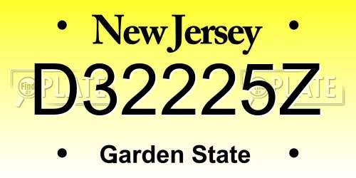 D32225Z New Jersey License Plate
