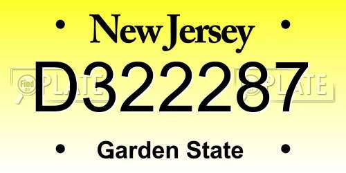 D322287 New Jersey License Plate