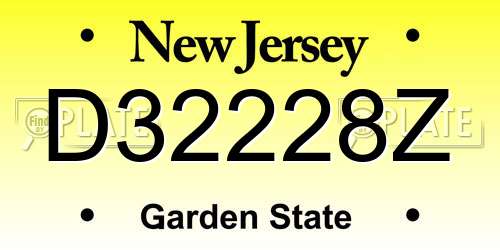 D32228Z New Jersey License Plate