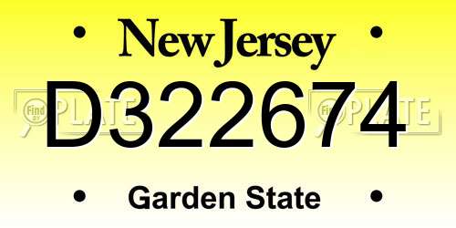 D322674 New Jersey License Plate