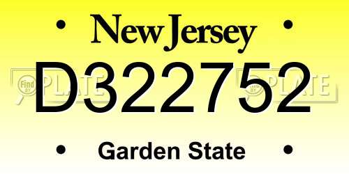 D322752 New Jersey License Plate