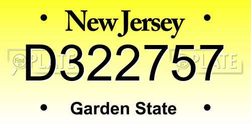 D322757 New Jersey License Plate