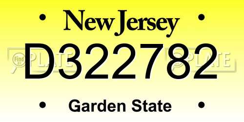 D322782 New Jersey License Plate