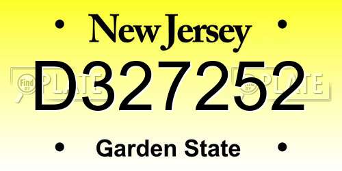 D327252 New Jersey License Plate