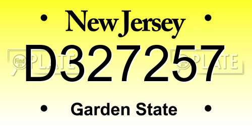 D327257 New Jersey License Plate