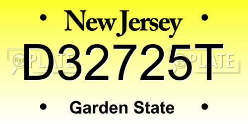 D32725T New Jersey License Plate