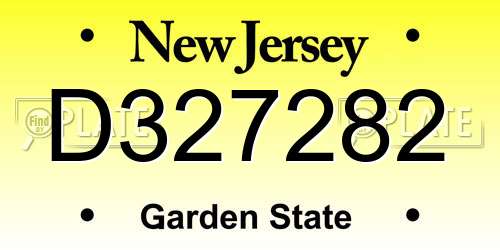 D327282 New Jersey License Plate