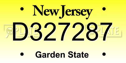 D327287 New Jersey License Plate