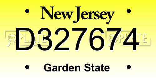D327674 New Jersey License Plate