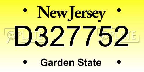 D327752 New Jersey License Plate