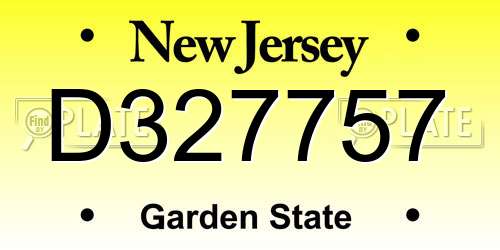 D327757 New Jersey License Plate