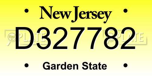D327782 New Jersey License Plate