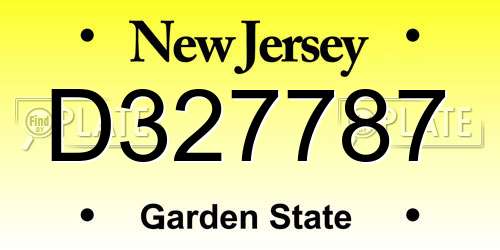 D327787 New Jersey License Plate