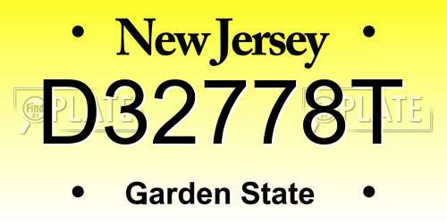 D32778T New Jersey License Plate