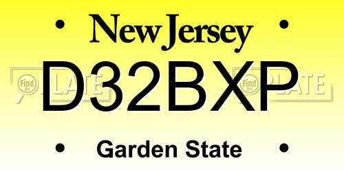D32BXP New Jersey License Plate
