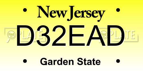 D32EAD New Jersey License Plate