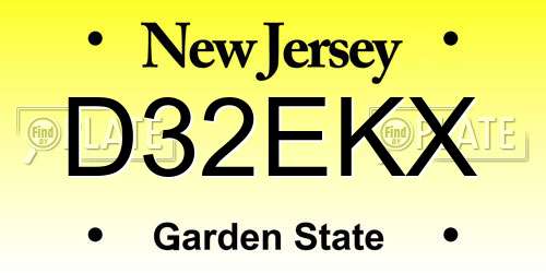 D32EKX New Jersey License Plate