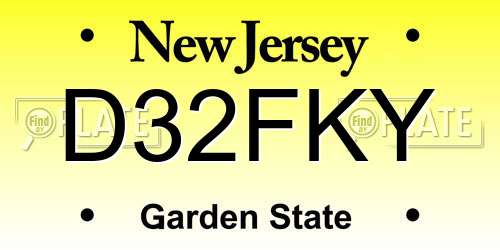 D32FKY New Jersey License Plate