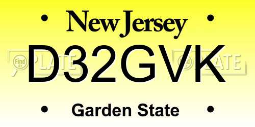 D32GVK New Jersey License Plate