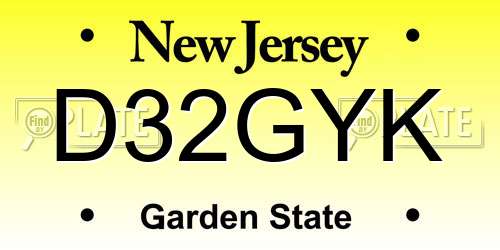 D32GYK New Jersey License Plate