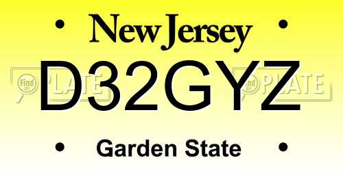 D32GYZ New Jersey License Plate