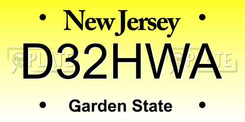D32HWA New Jersey License Plate