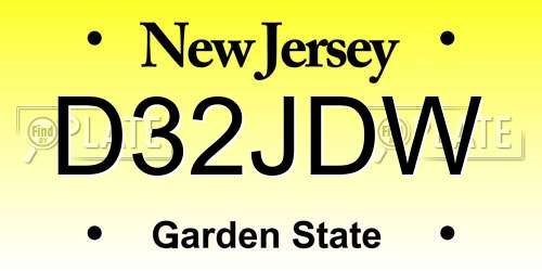 D32JDW New Jersey License Plate