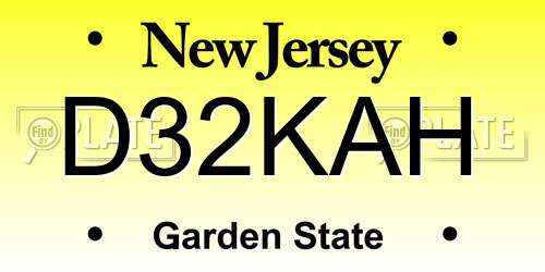 D32KAH New Jersey License Plate