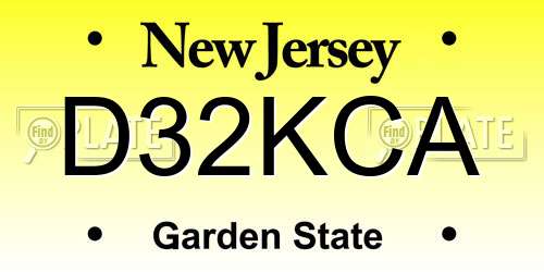 D32KCA New Jersey License Plate