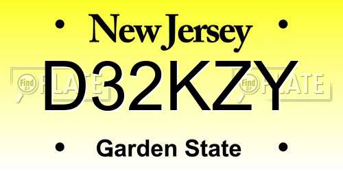 D32KZY New Jersey License Plate