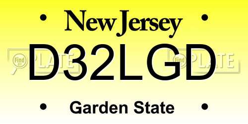 D32LGD New Jersey License Plate