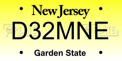 D32MNE New Jersey License Plate